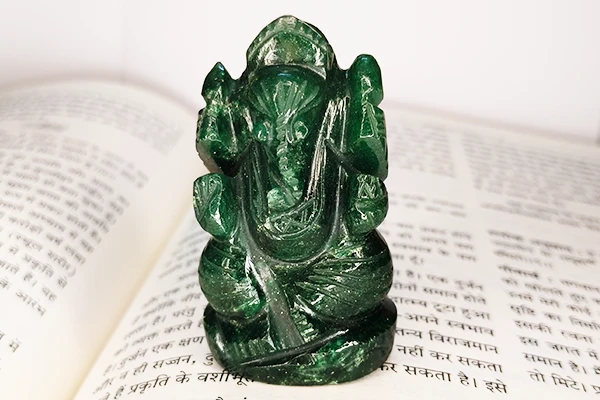 Lord Ganesha Green Aventurine Murti