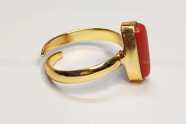 red coral stone ring