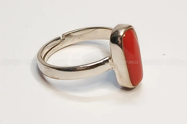 red coral stone ring